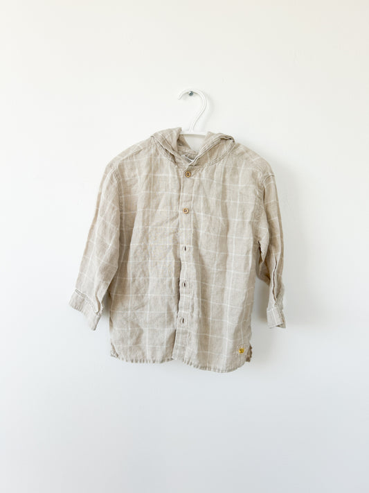 Zara Linen Plaid pullover Size: 18-24 month
