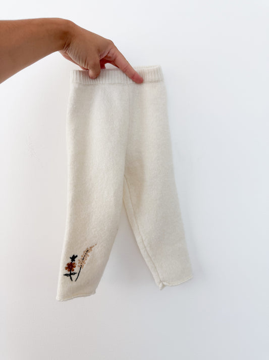 Zara fleece pants with floral embroidery Size: 18-24 months