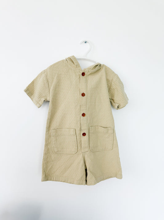 Zara hooded waffle knit romper Size: 3-4T
